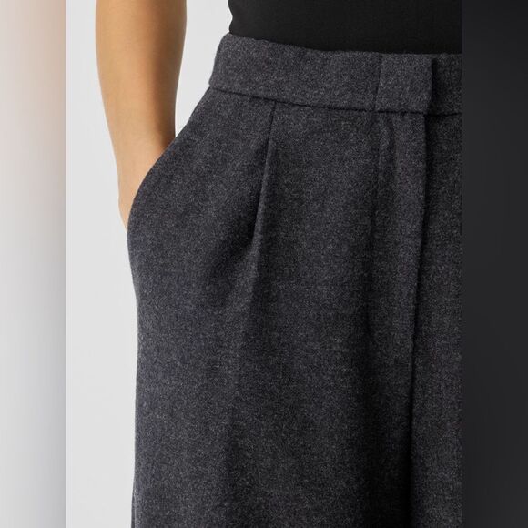 Eileen Fisher NWT Soft Wool Flannel Wide-Leg Pant in Charcoal Size XL - Picture 5 of 7